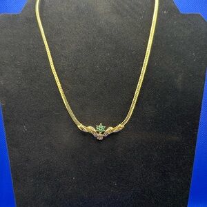 Nina Ricci gold and green emerald crystal necklace